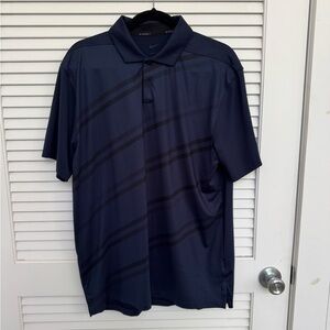 Navy Blue Nike Polo Shirt with Black Stripes